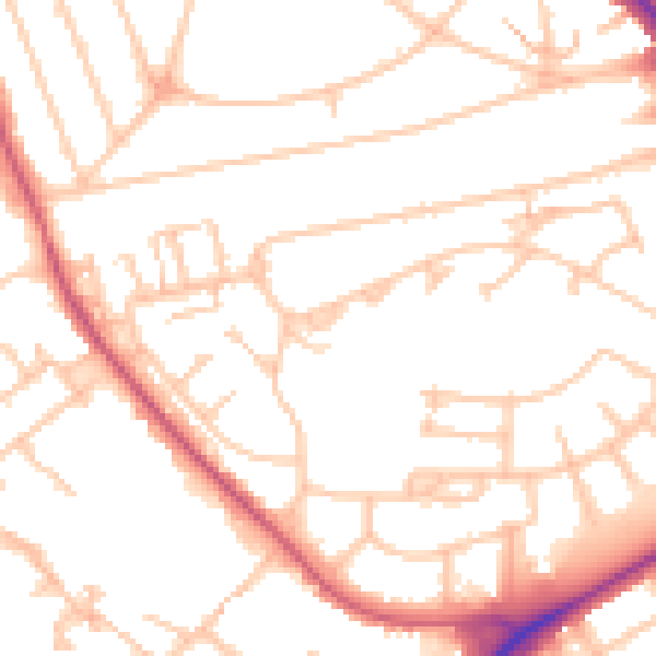 Daytime road noise heatmap for UB5 4BZ