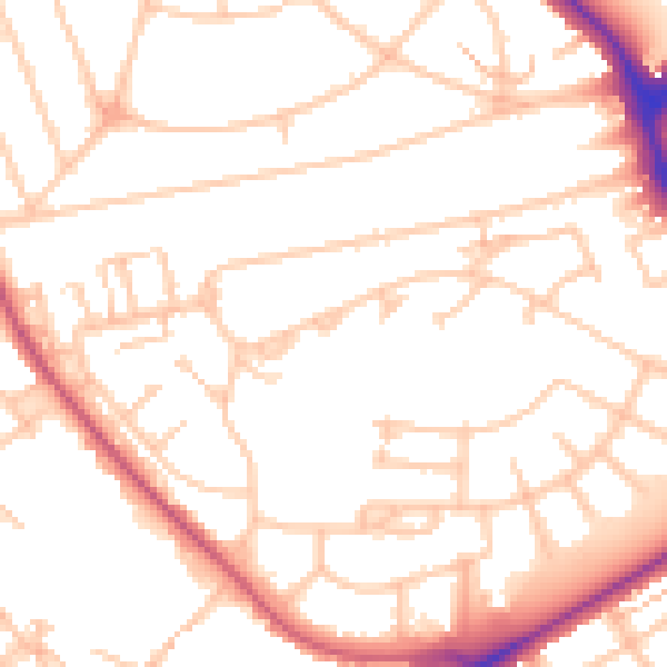 Daytime road noise heatmap for UB5 4DA