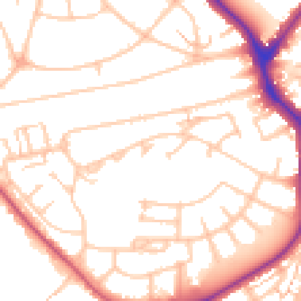 Daytime road noise heatmap for UB5 4DB