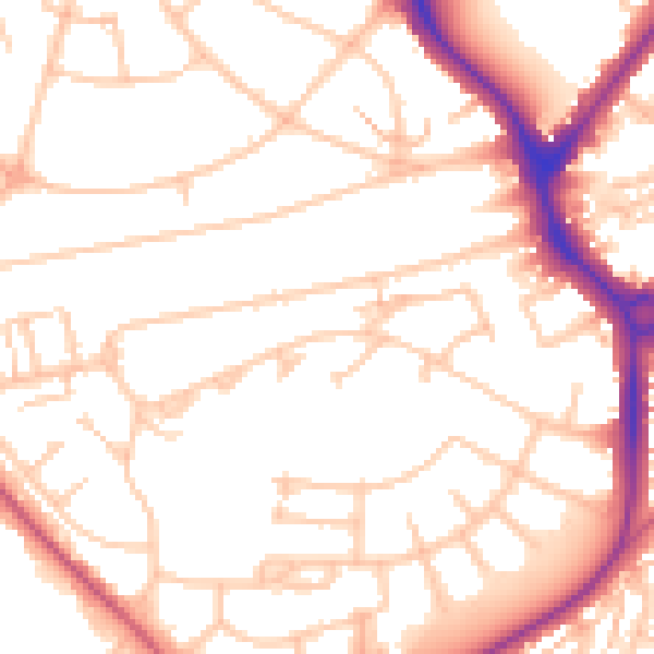Daytime road noise heatmap for UB5 4DD