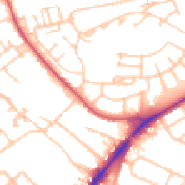 Daytime road noise heatmap for UB5 4DF