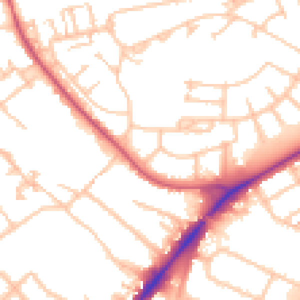 Daytime road noise heatmap for UB5 4DJ