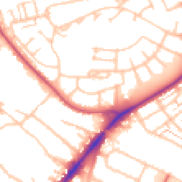 Daytime road noise heatmap for UB5 4DN