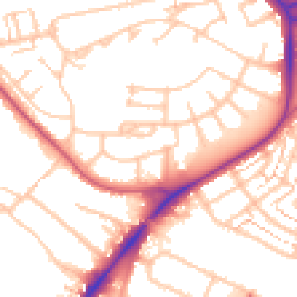 Daytime road noise heatmap for UB5 4DP