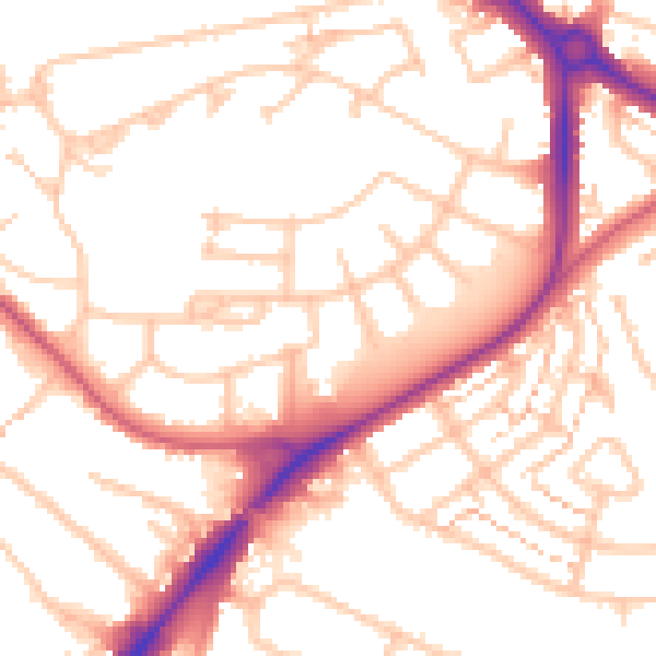 Daytime road noise heatmap for UB5 4DR