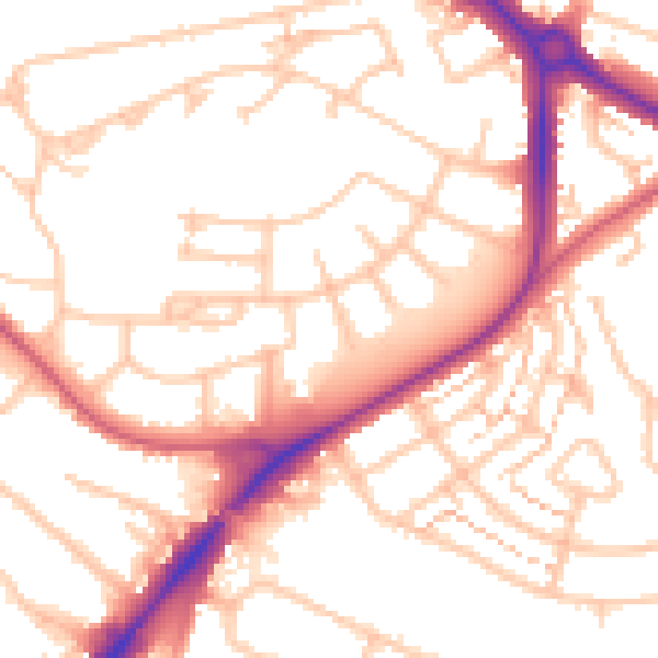 Daytime road noise heatmap for UB5 4DS