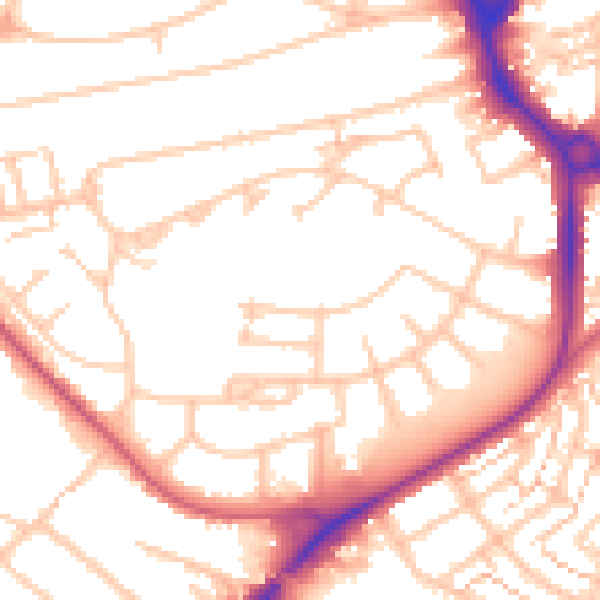Daytime road noise heatmap for UB5 4EH