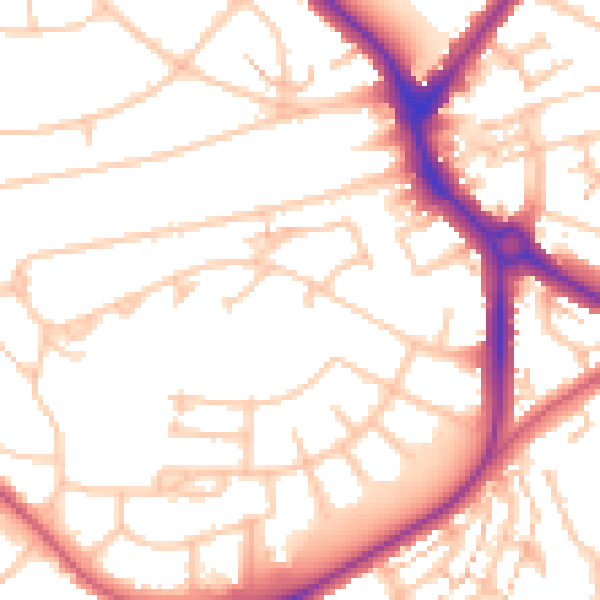 Daytime road noise heatmap for UB5 4EP