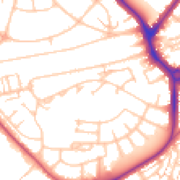 Daytime road noise heatmap for UB5 4FQ