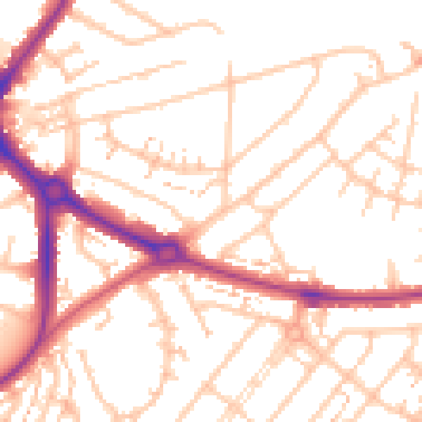 Daytime road noise heatmap for UB5 4JP