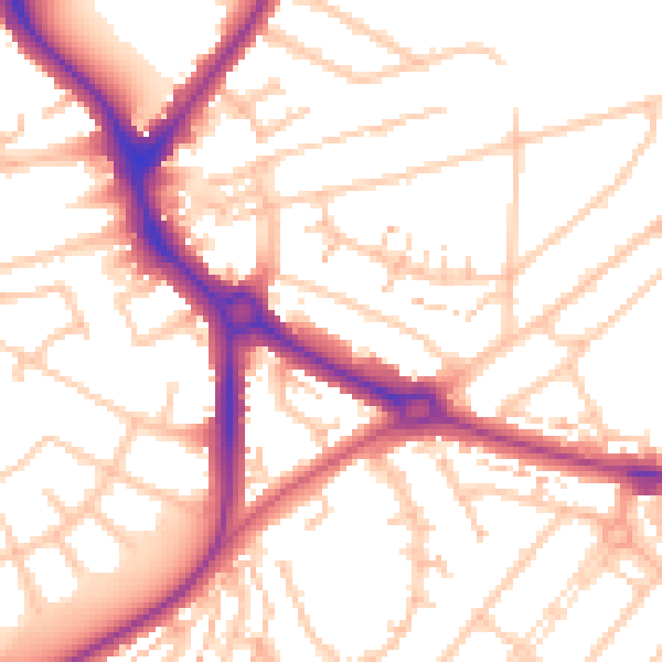 Daytime road noise heatmap for UB5 4JX