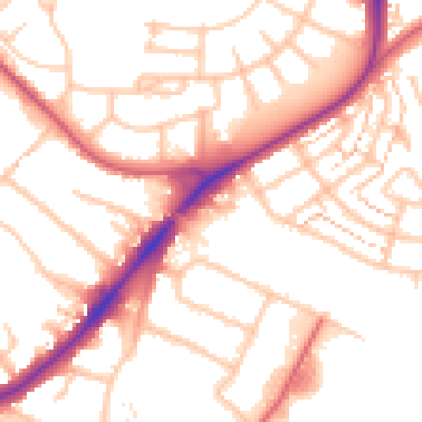 Daytime road noise heatmap for UB5 4NA