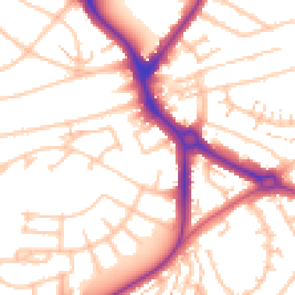 Daytime road noise heatmap for UB5 4NX