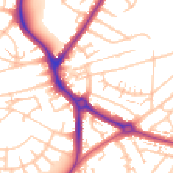 Daytime road noise heatmap for UB5 4PA