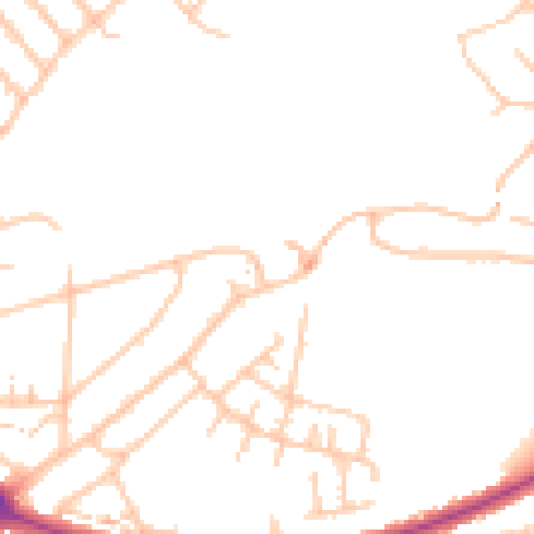 Daytime road noise heatmap for UB5 4PZ