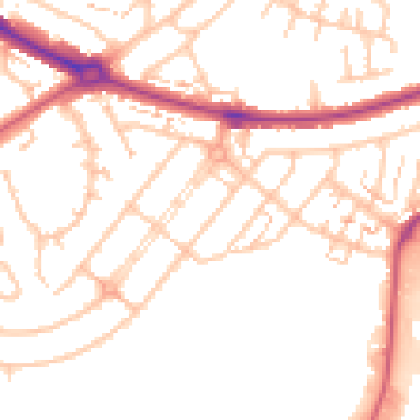 Daytime road noise heatmap for UB5 4RA
