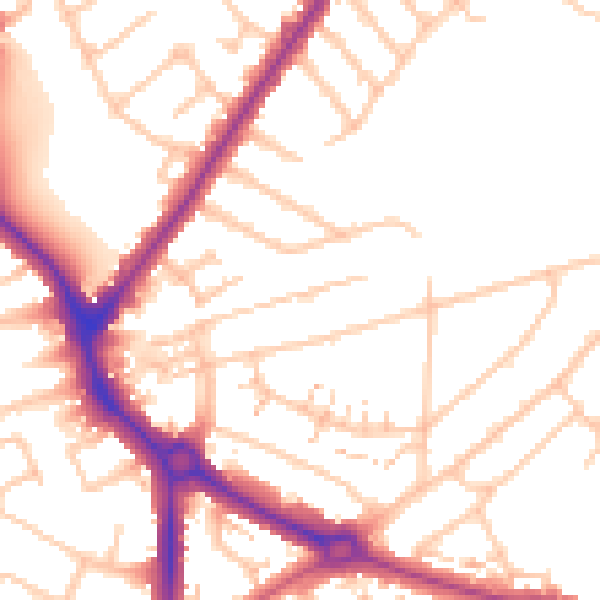 Daytime road noise heatmap for UB5 4RT