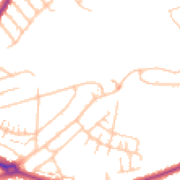 Daytime road noise heatmap for UB5 4RX