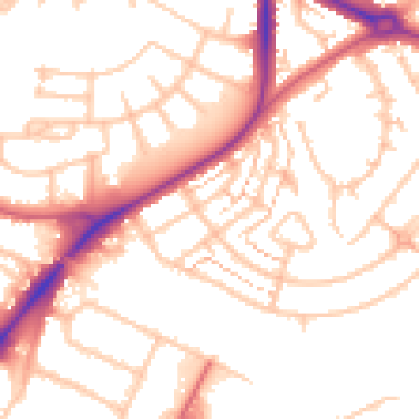 Daytime road noise heatmap for UB5 4SD