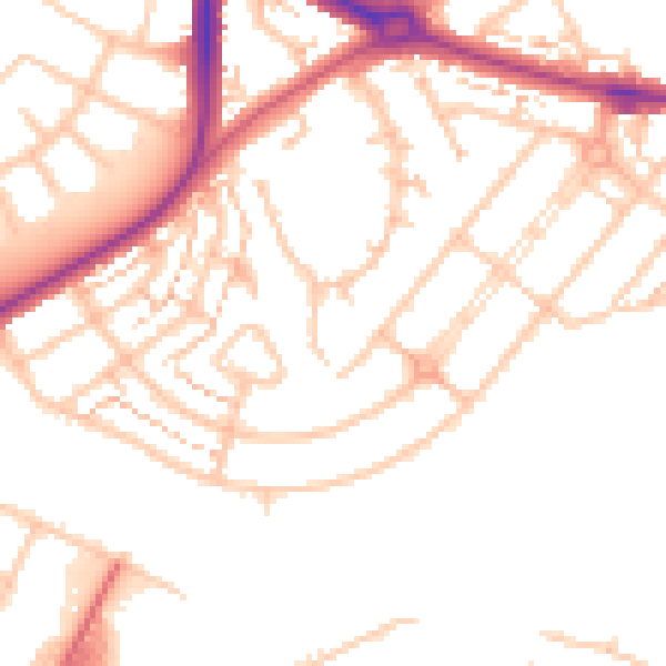 Daytime road noise heatmap for UB5 4TN