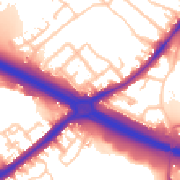 Daytime road noise heatmap for UB5 5DG