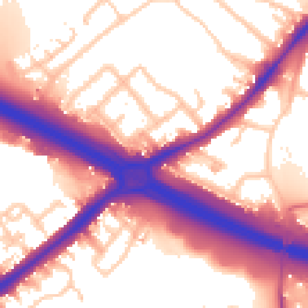 Daytime road noise heatmap for UB5 5DQ