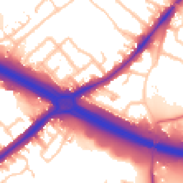 Daytime road noise heatmap for UB5 5DW