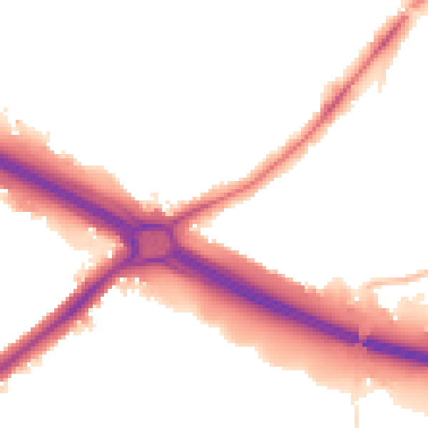 Night-time road noise heatmap for UB5 5DW