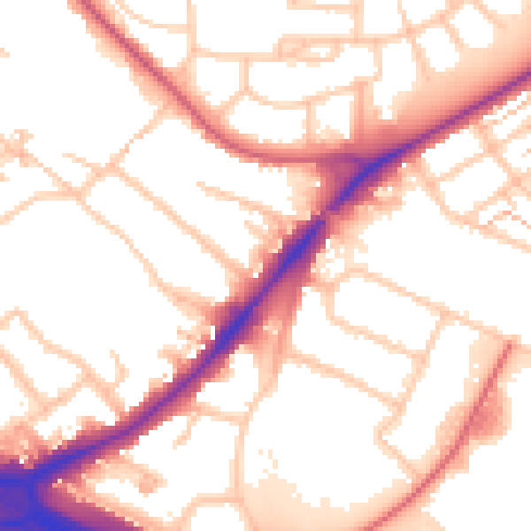Daytime road noise heatmap for UB5 5EJ