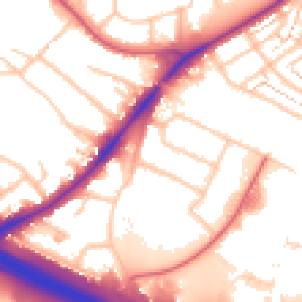 Daytime road noise heatmap for UB5 5FF