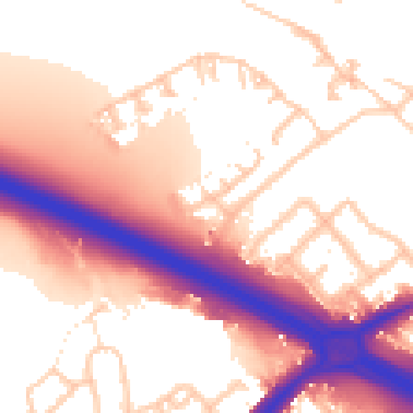 Daytime road noise heatmap for UB5 5FG