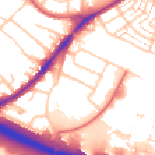Daytime road noise heatmap for UB5 5HQ