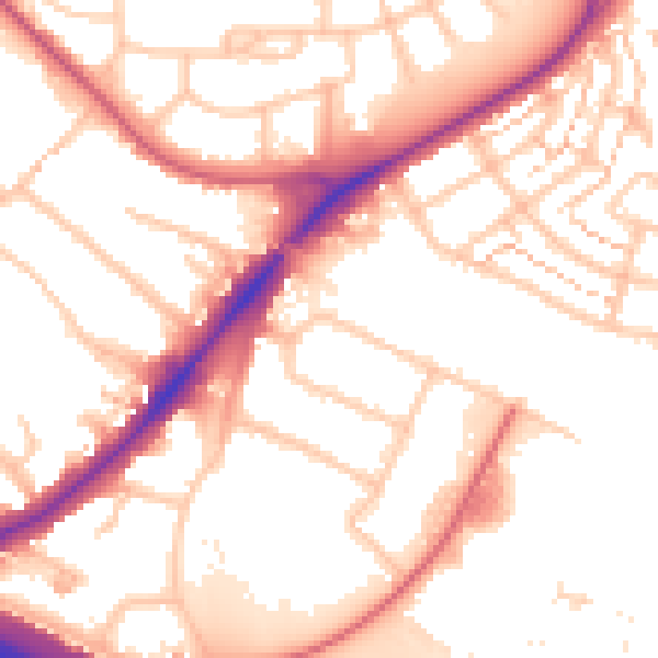 Daytime road noise heatmap for UB5 5HW