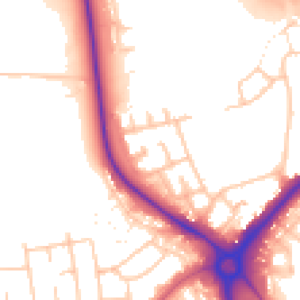 Daytime road noise heatmap for UB5 5JT