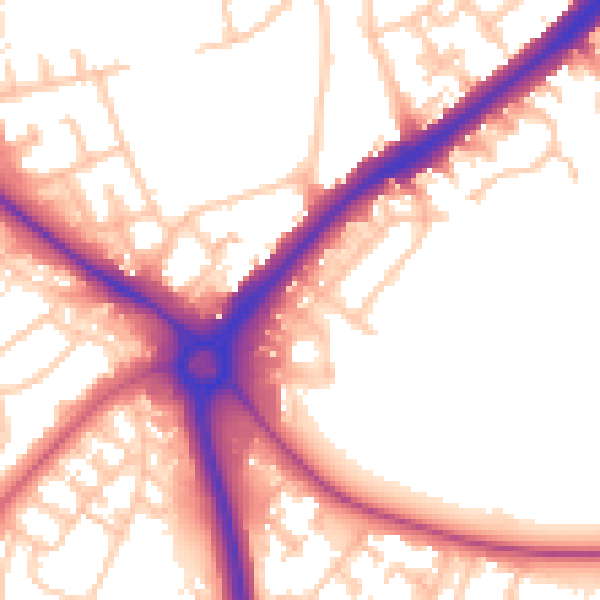 Daytime road noise heatmap for UB5 5QN