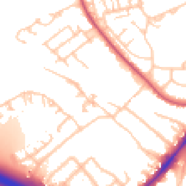 Daytime road noise heatmap for UB5 5TN