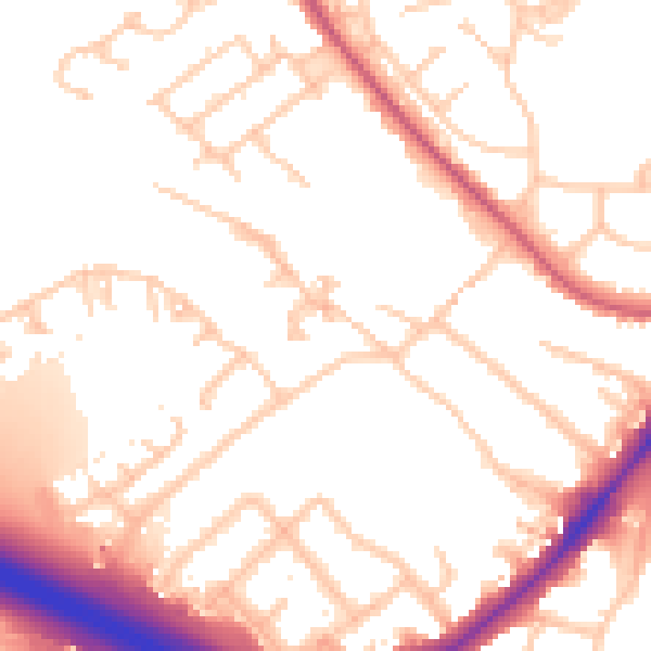 Daytime road noise heatmap for UB5 5TW