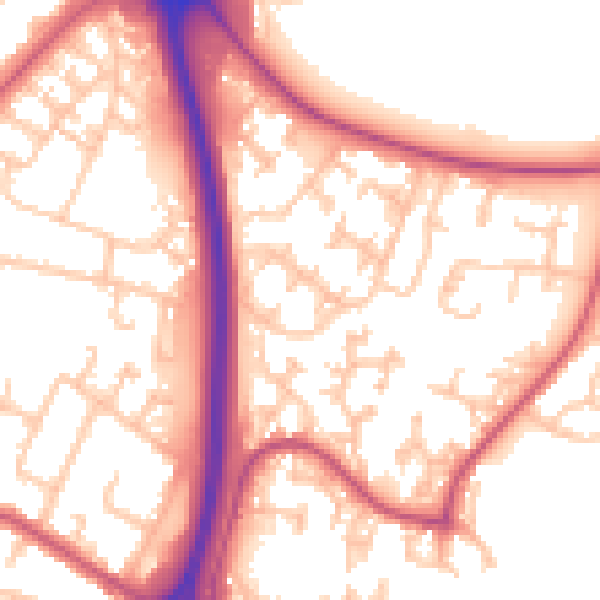 Daytime road noise heatmap for UB5 6EU