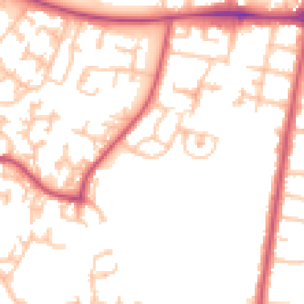 Daytime road noise heatmap for UB5 6FJ