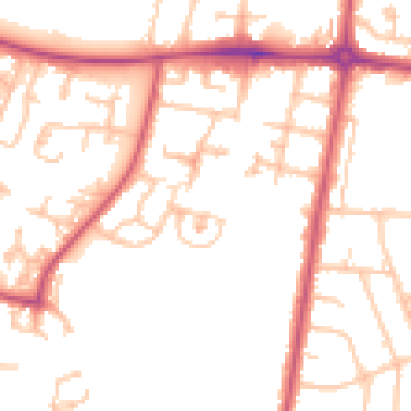Daytime road noise heatmap for UB5 6FW