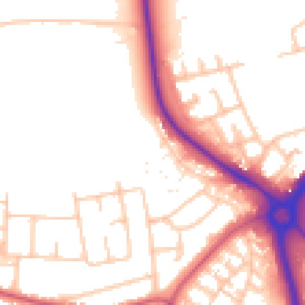 Daytime road noise heatmap for UB5 6QS