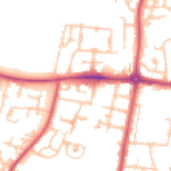 Daytime road noise heatmap for UB5 6RN