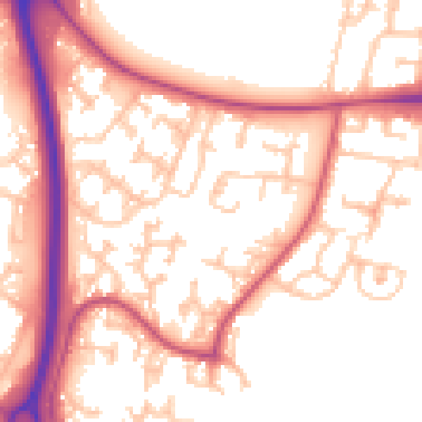 Daytime road noise heatmap for UB5 6XD