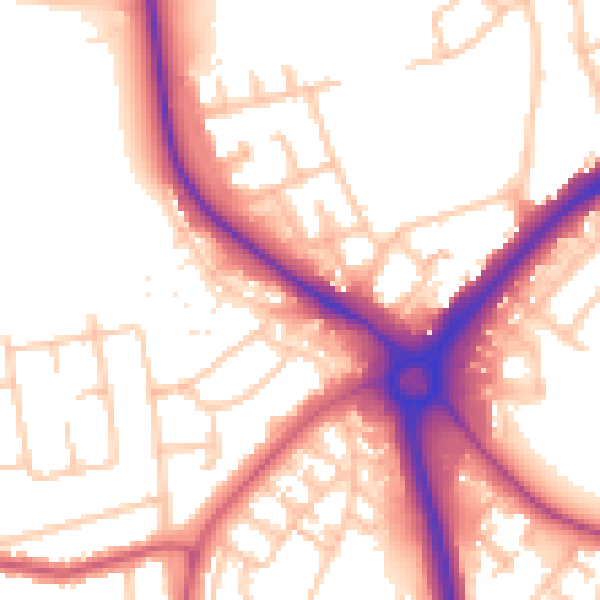 Daytime road noise heatmap for UB5 6XJ