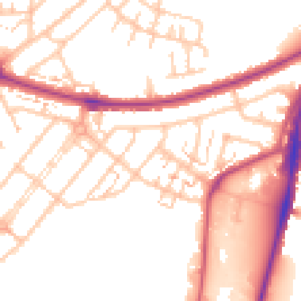 Daytime road noise heatmap for UB6 0BZ