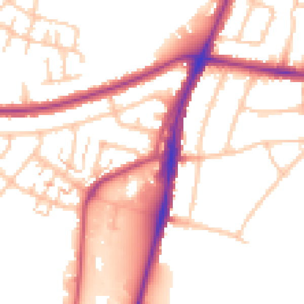 Daytime road noise heatmap for UB6 0EP