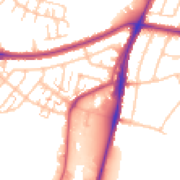 Daytime road noise heatmap for UB6 0ER