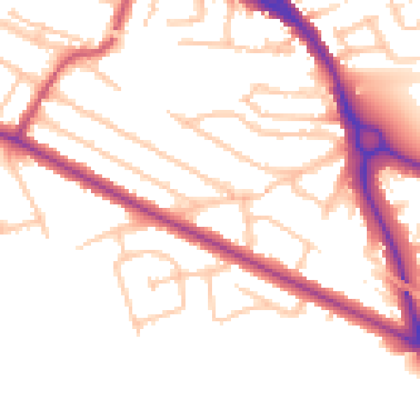 Daytime road noise heatmap for UB6 0RA