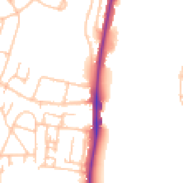 Daytime road noise heatmap for UB6 9AY