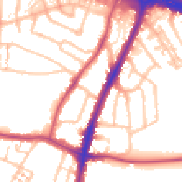 Daytime road noise heatmap for UB6 9LS